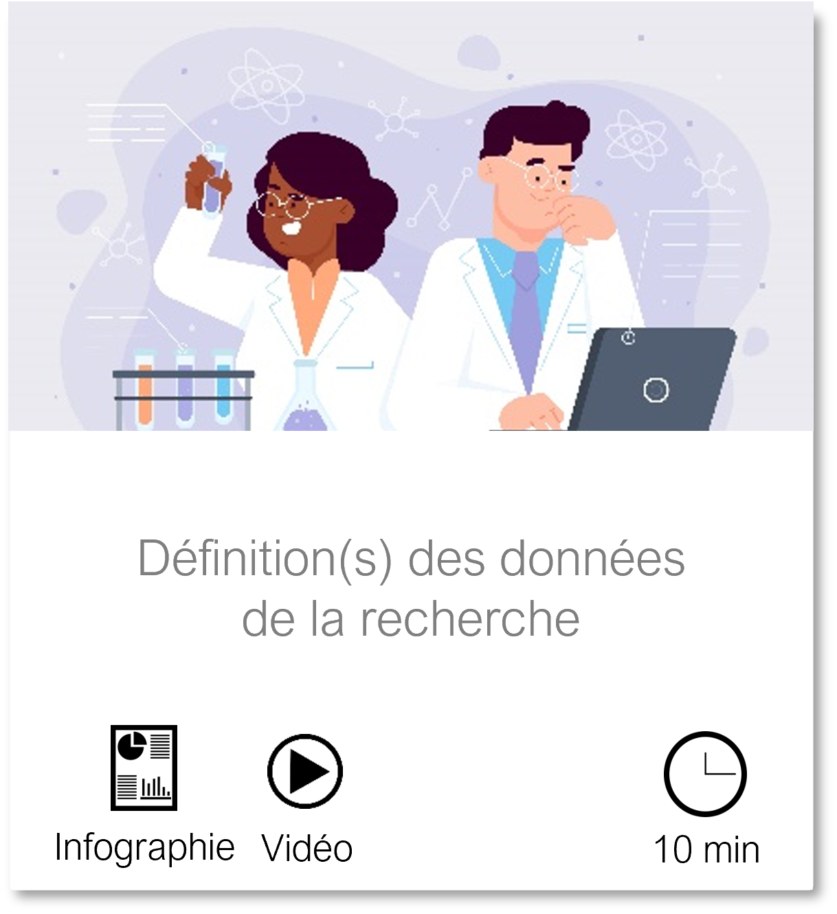 Vignette vers la page Définition des données de la recherche, Infographie et vidéo, durée de lecture 10 minutes