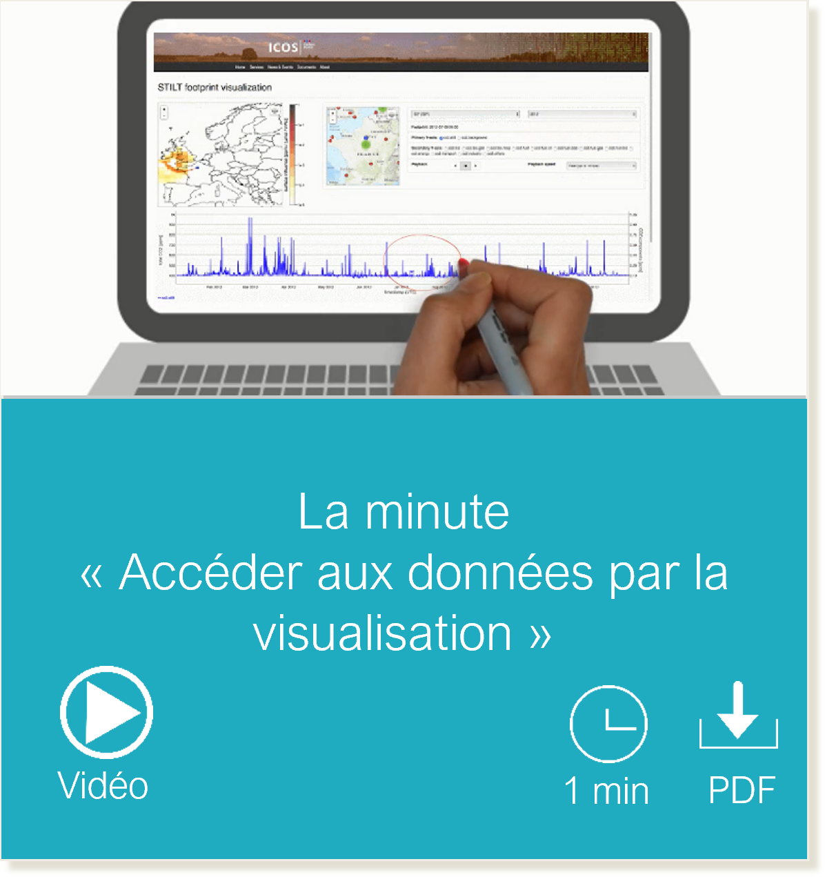 Vignette vers la page Minute Accéder aux données par la visualisation, vidéo durée de lecture 1 minute et fichier PDF téléchargeable