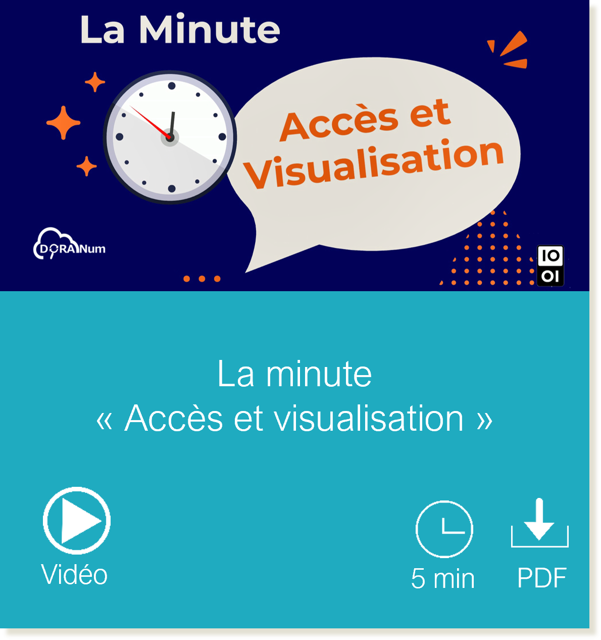 Vignette vers la page La Minute Accès et visualisation, vidéo, durée de lecture 5 minutes et fichier PDF téléchargeable